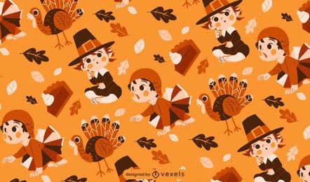 Thanksgiving babies and turkey pattern design