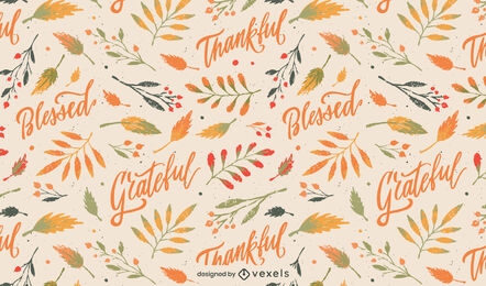 Thanksgiving lettering nature pattern design