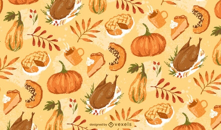 Traditional thanksgiving food pattern design
