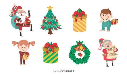 Elementos de diseño de vector de Navidad encantadores