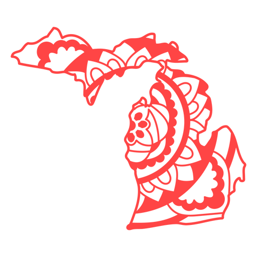 Trazo de mapa de mandala del estado de Michigan