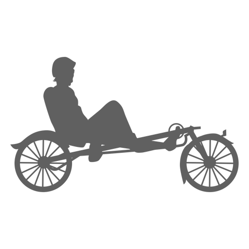 Homem andando de bicicleta reclinada silhueta Desenho PNG