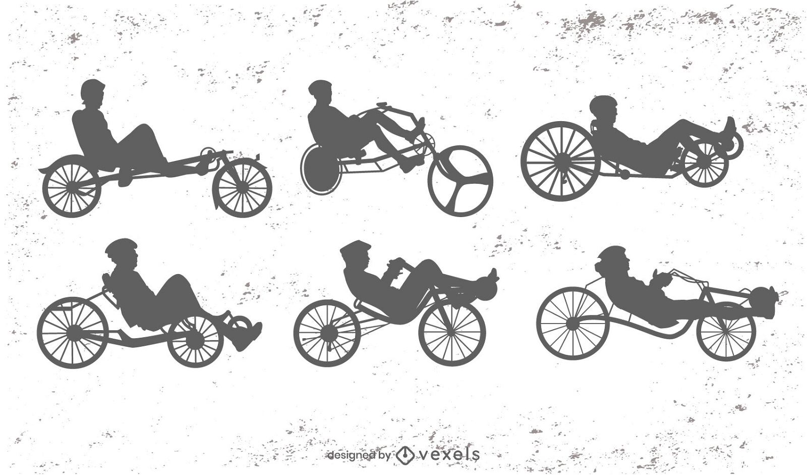 Conjunto de silueta de transporte de bicicletas reclinadas