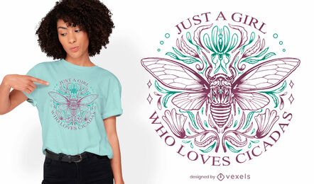 Cicada inseto linha arte natureza design de camisetas