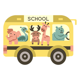 Animals school bus semi flat