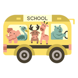 Tierschulbus halbflach PNG-Design