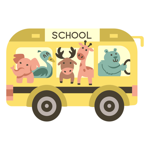 Animais ônibus escolar semi-plano