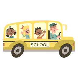 Autobús escolar amarillo semi plano Diseño PNG