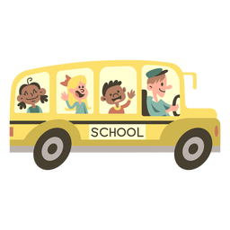 Ônibus escolar amarelo semi plano