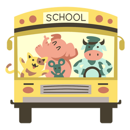 Animals school bus front semi flat PNG Design