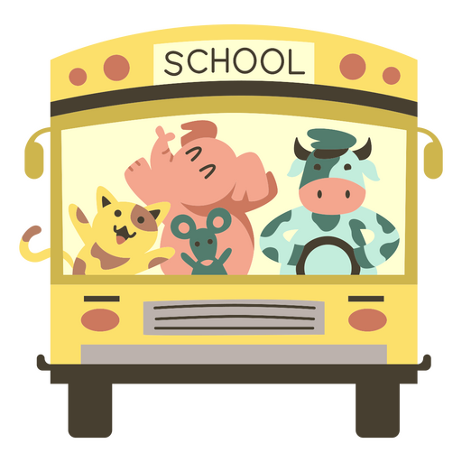 Animals school bus front semi flat PNG Design