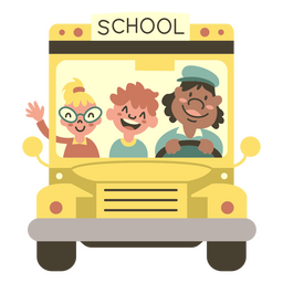Gelber Schulbus vorne halb flach PNG-Design