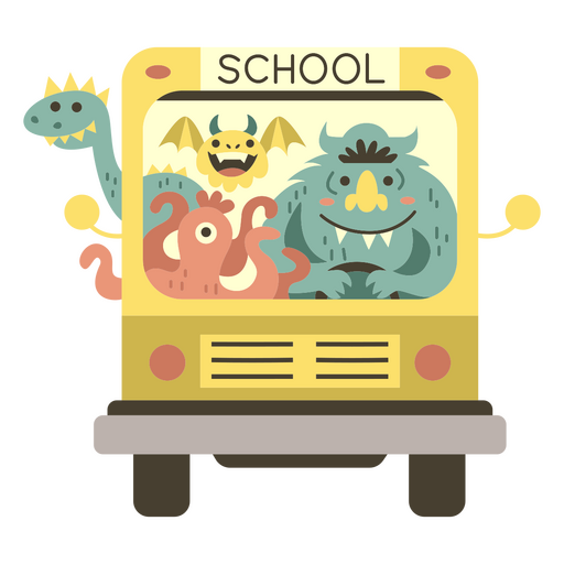 monstros ônibus escolar frente semi plana Desenho PNG