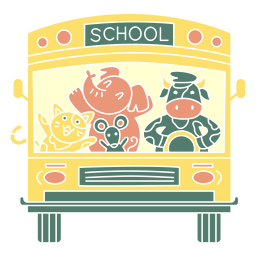 Recorte del autobús escolar de animales Diseño PNG