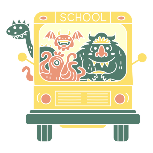 Monsters school bus cut out PNG Design