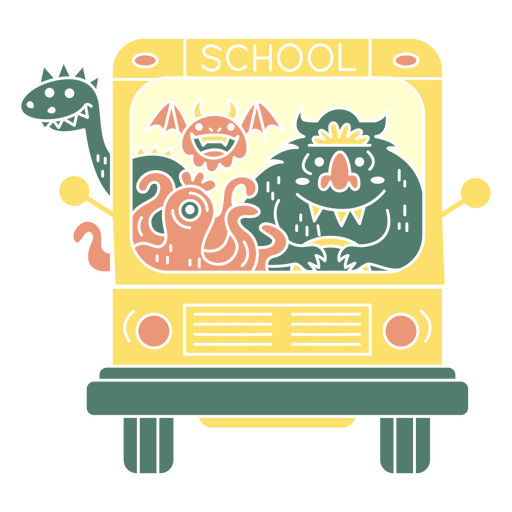 Recorte del autobús escolar de Monsters Diseño PNG
