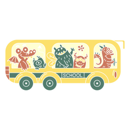 Monsters school bus side cut out PNG Design