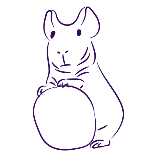 Guinea pig with ball filled stroke PNG Design