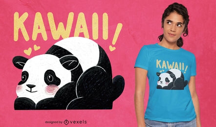 Diseño de camiseta kawaii panda psd