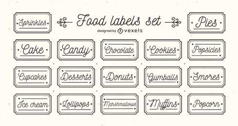 Desserts sweet food label stroke set