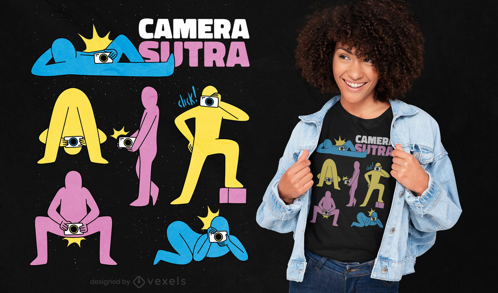 Diseño de camiseta de juego de palabras de fotografía divertida.