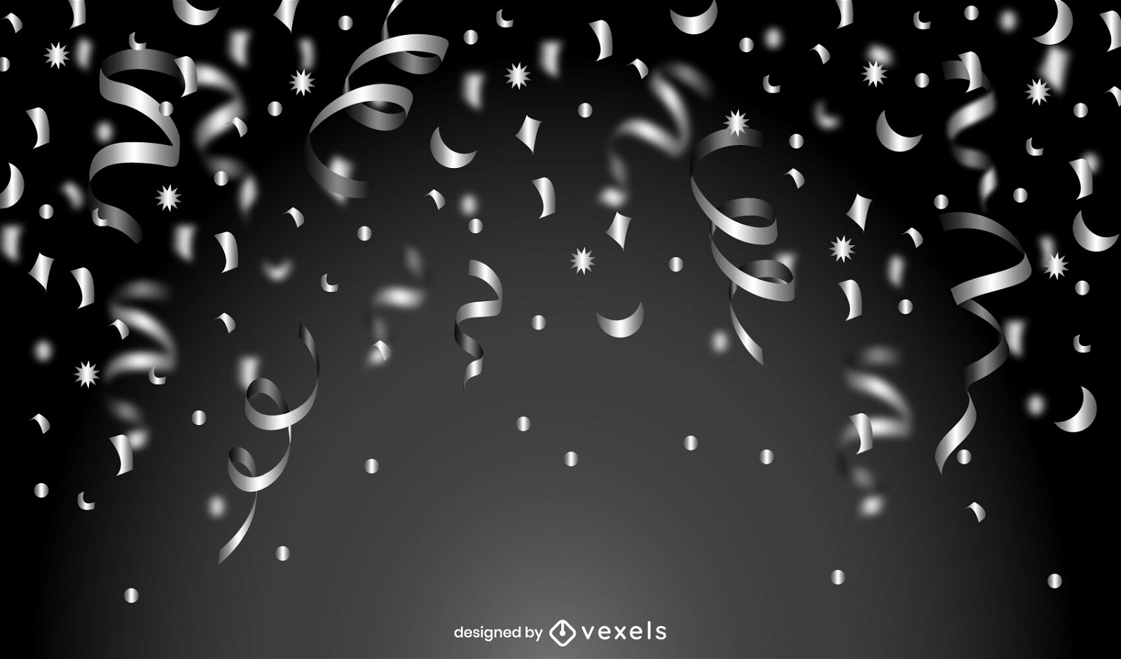 Greyscale confetti celebration background