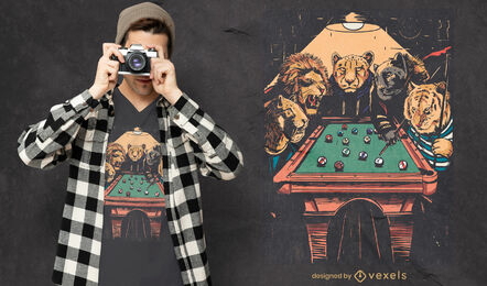 Big cats playing pool t-shirt design