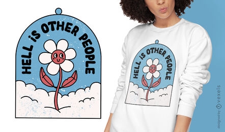Design de t-shirt retro com flor anti-social
