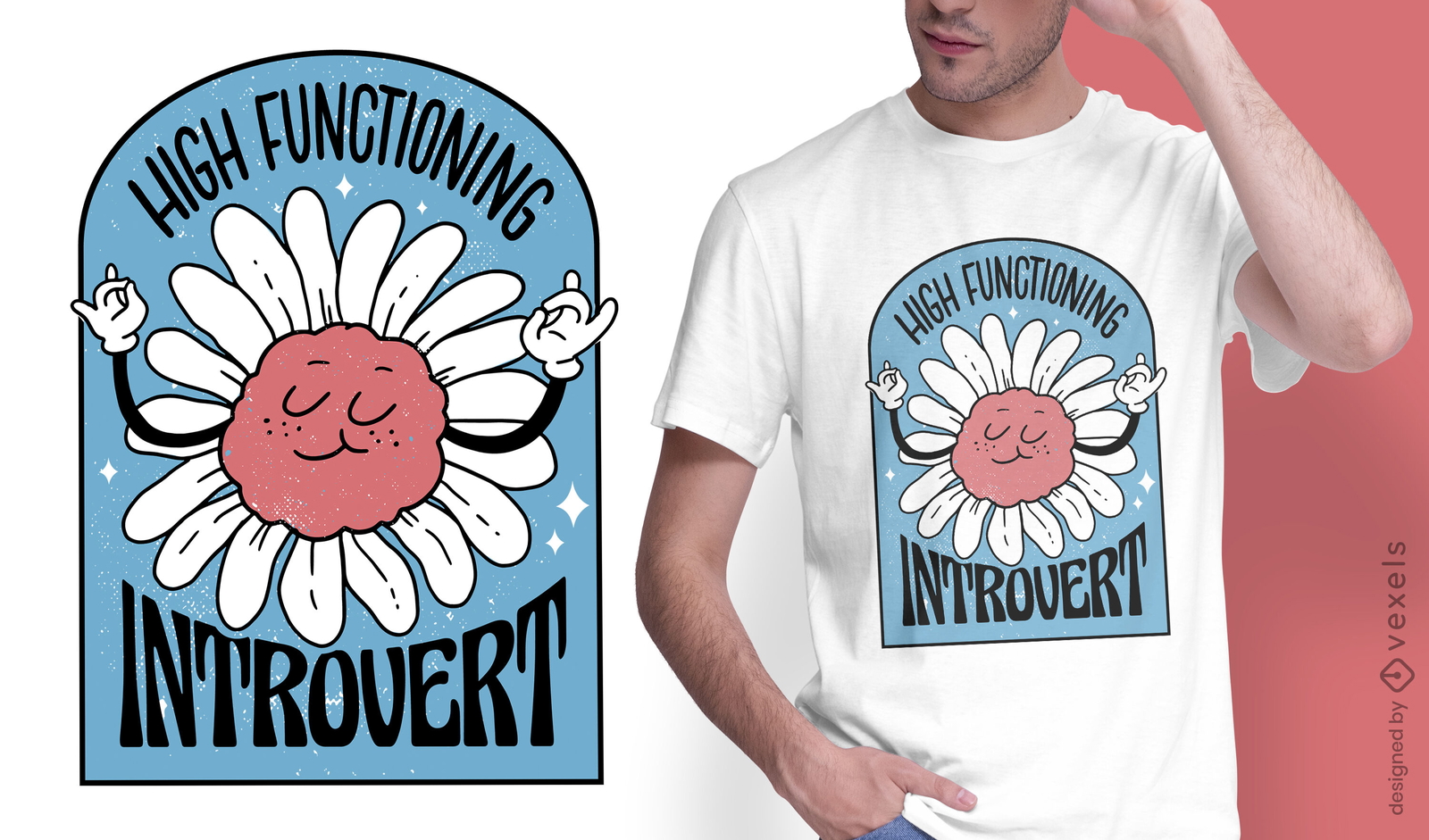 Design engraçado de t-shirt com flores anti-sociais