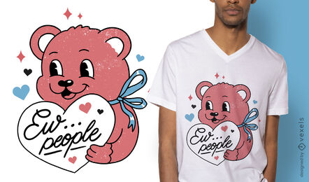 Cute antisocial teddy bear t-shirt design