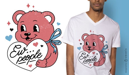 Lindo diseño de camiseta de oso de peluche antisocial.