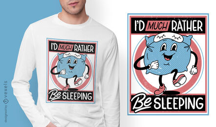 Antisoziales Kissen Retro-Cartoon-T-Shirt-Design