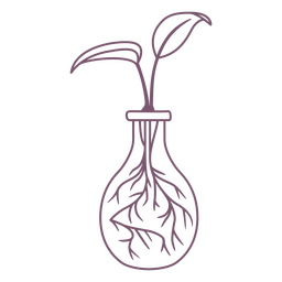 Planta en elemento de trazo de maceta de vidrio Diseño PNG