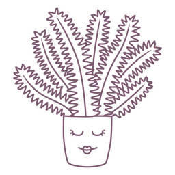 Succulent plant stroke pot element PNG Design