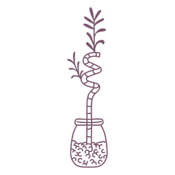 Bamboo Branch In Pot Element Stroke PNG & SVG Design For T-Shirts