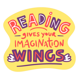 La lectura te da la insignia de las alas de la imaginación. Diseño PNG