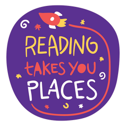 Flying rocket reading badge PNG Design