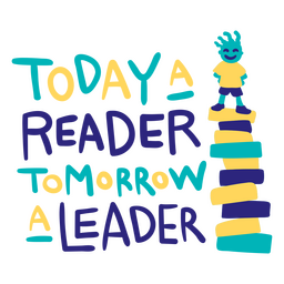 Happy boy on book pile badge PNG Design
