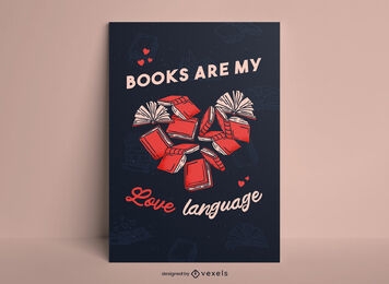 Book shaped heart love poster design