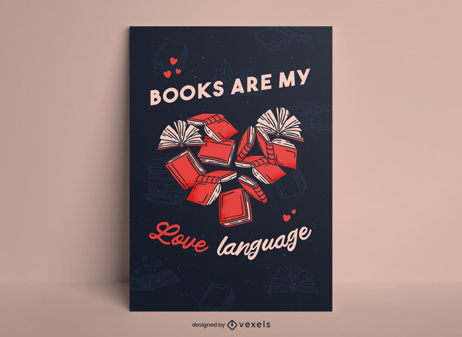 Design de pôster de amor em forma de livro