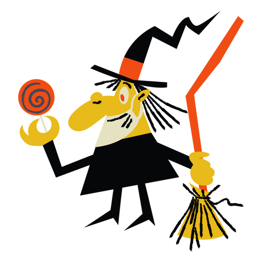 Cartoon-Hexe mit Süßigkeiten PNG-Design