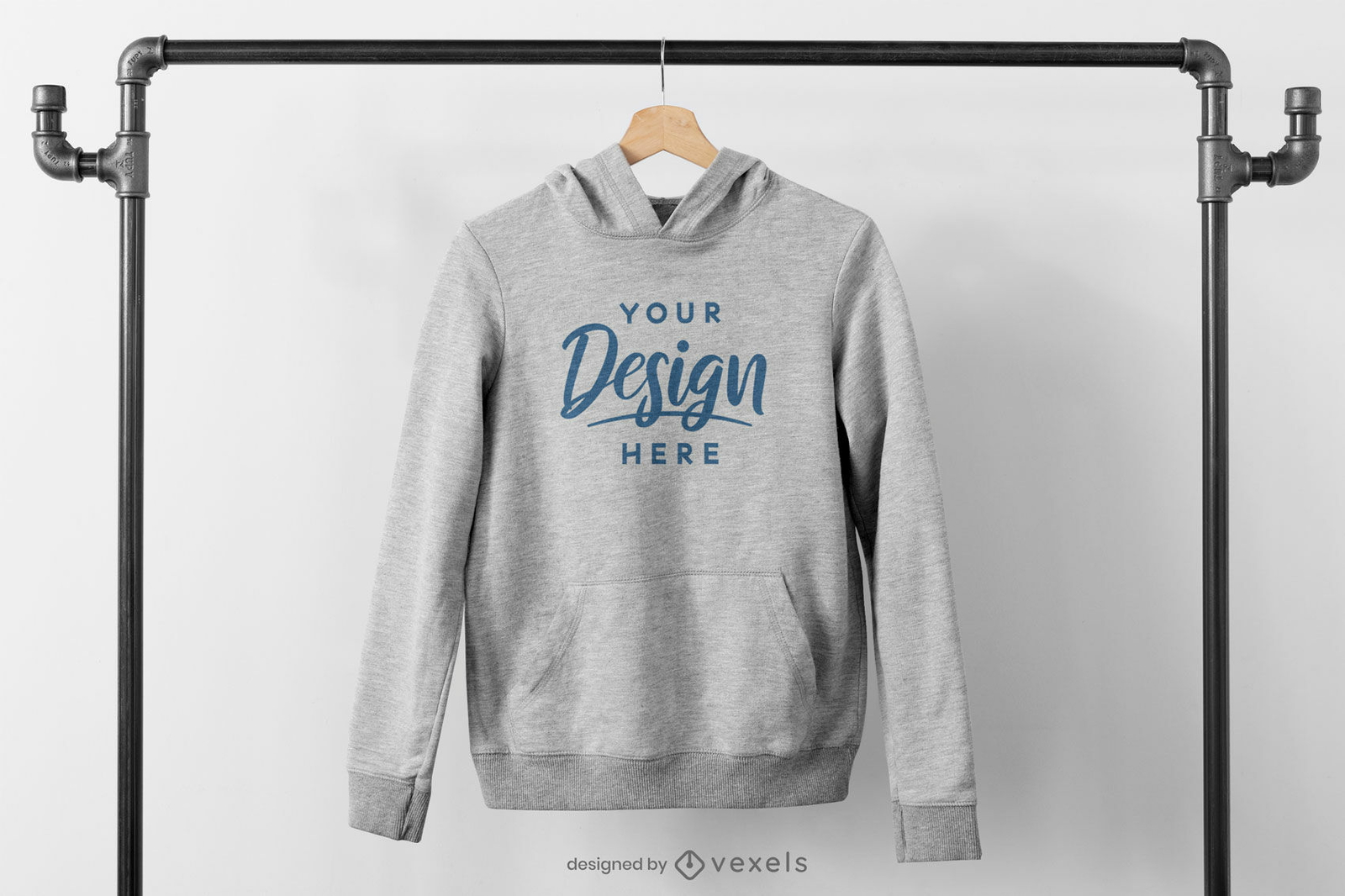 Hoodie auf hängendem Rack-Mockup