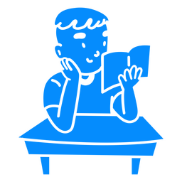 Child boy reading book cut out