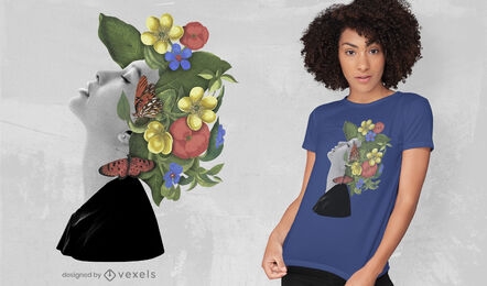 Woman with flower hat psd t-shirt