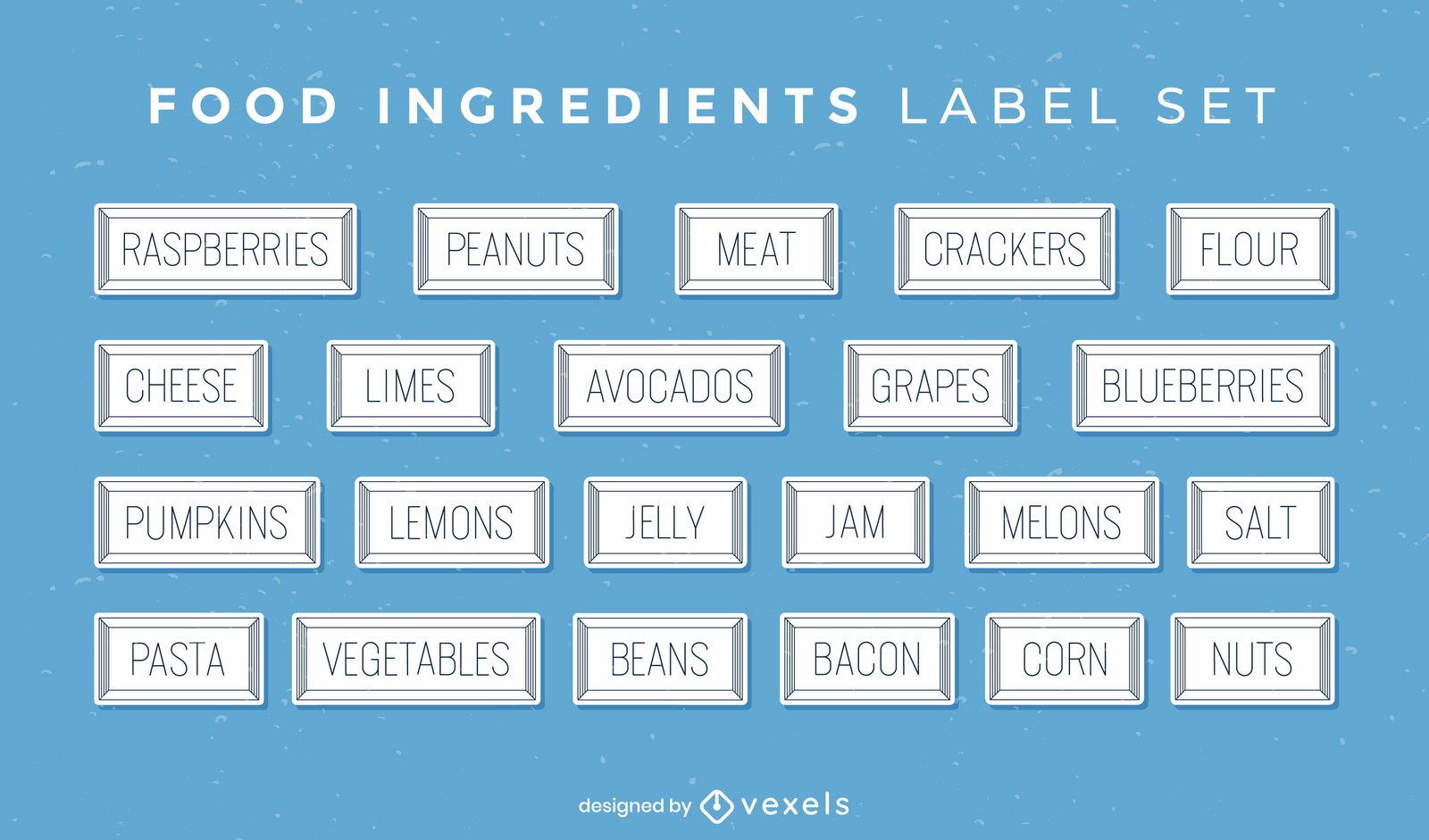 Conjunto de etiquetas de afición de cocina de ingredientes alimentarios