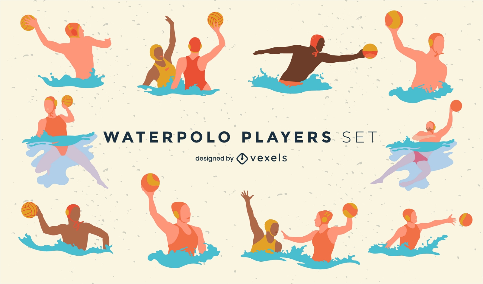 Conjunto de esportes aquáticos para jogadores de pólo aquático