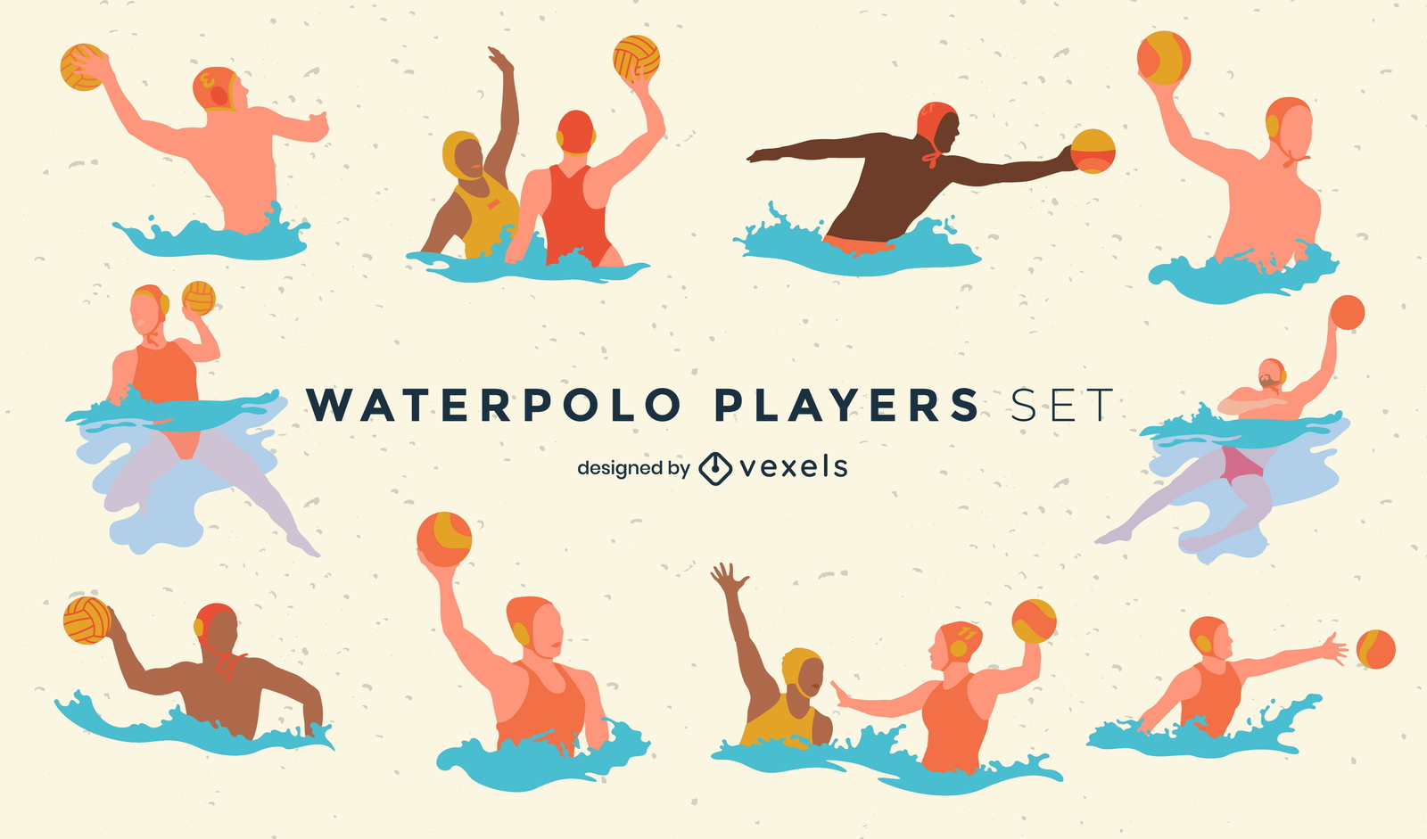 Juego de deportes acuáticos para jugadores de juego de waterpolo