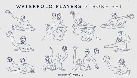 Wasserball-Sportspieler-Stroke-Set