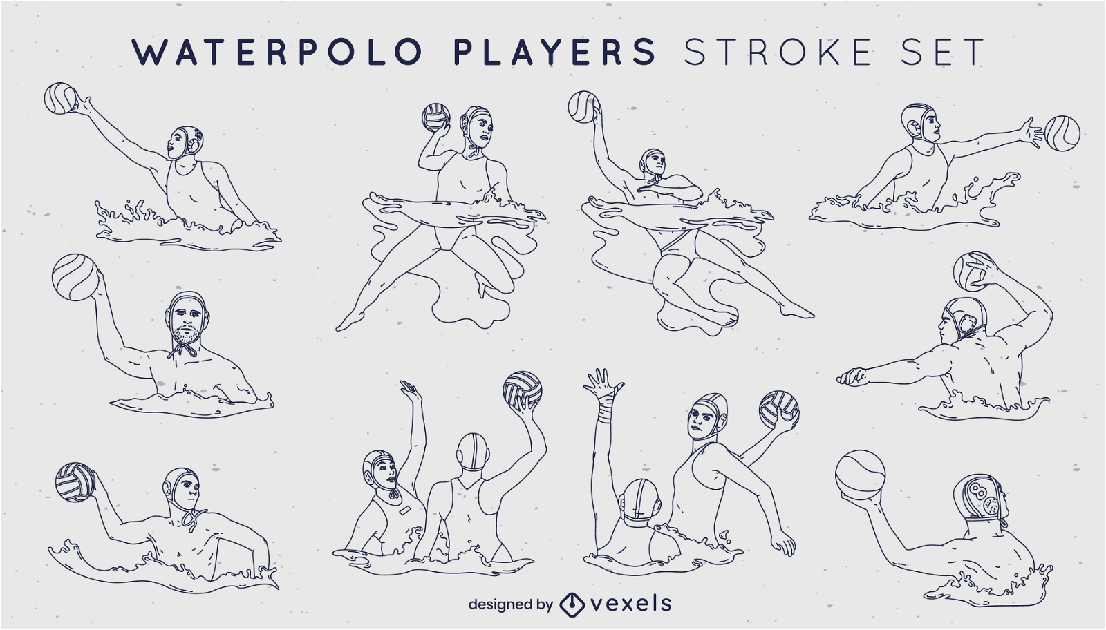 Wasserball-Sportspieler-Stroke-Set