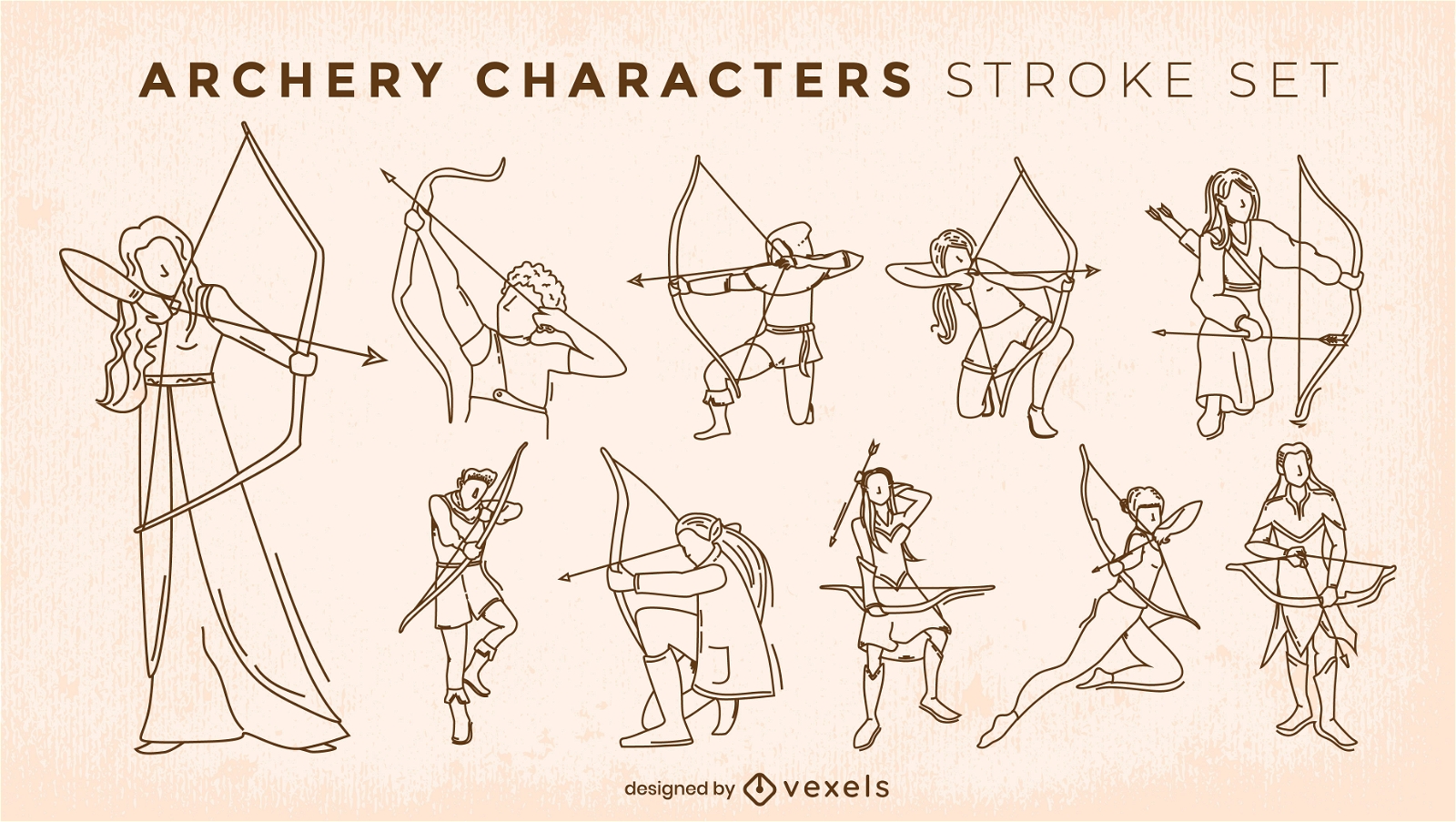 Bogenschießen Sport mittelalterlicher Zeichensatz